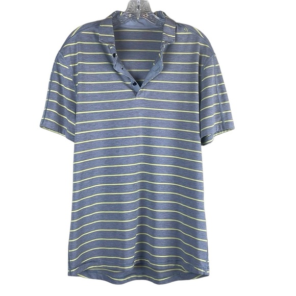 lululemon athletica Other - Lululemon Polo Shirt Short Sleeve Striped Gray Yellow Athletic Collared Men's M